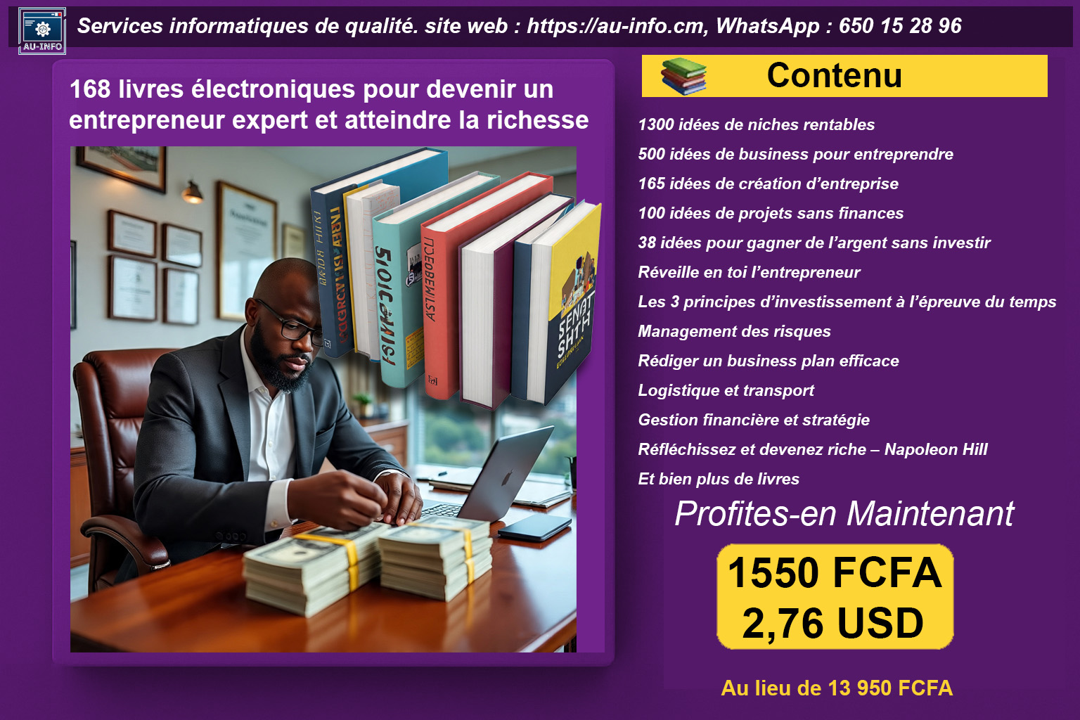 Image 168 livres électroniques pour devenir un  entrepreneur expert et atteindre la richesse